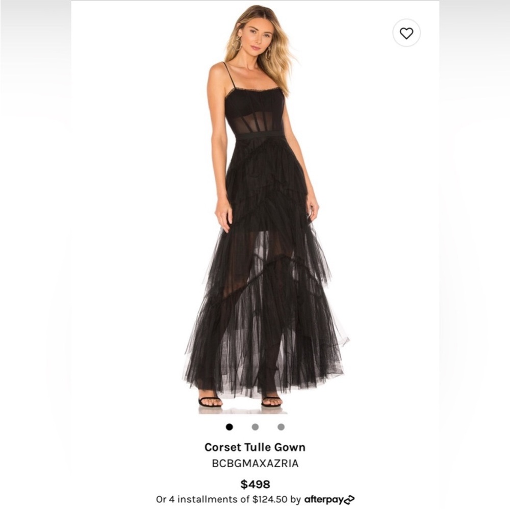 BCBG MAX Black Tiered Tulle Gown. Sz 2